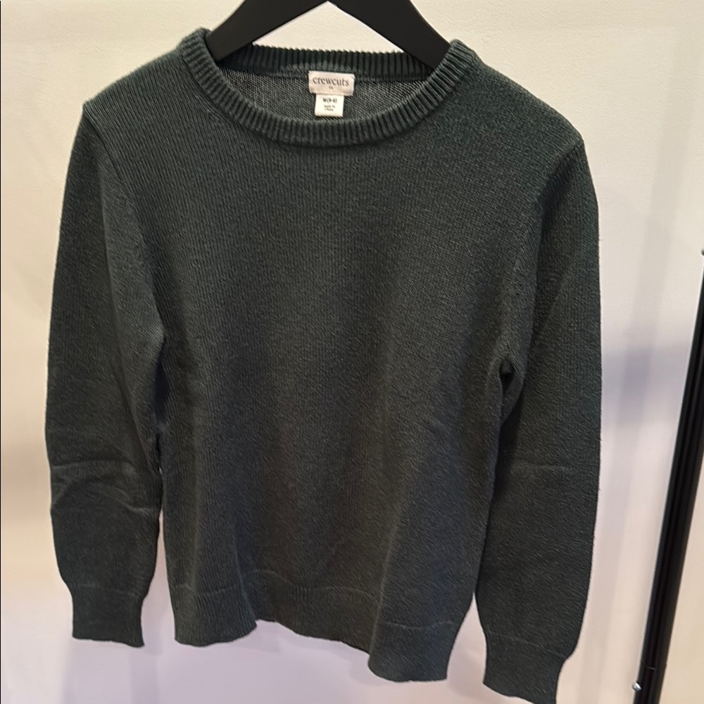 Crewcuts boys size M 8/9 Green Sweater brown elbow patches